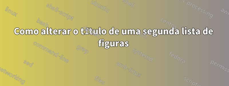 Como alterar o título de uma segunda lista de figuras