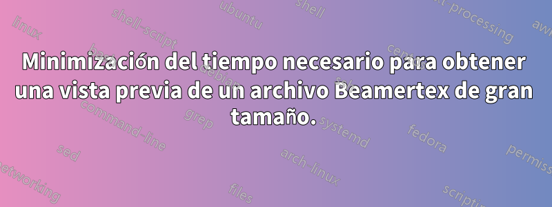 Minimización del tiempo necesario para obtener una vista previa de un archivo Beamertex de gran tamaño.