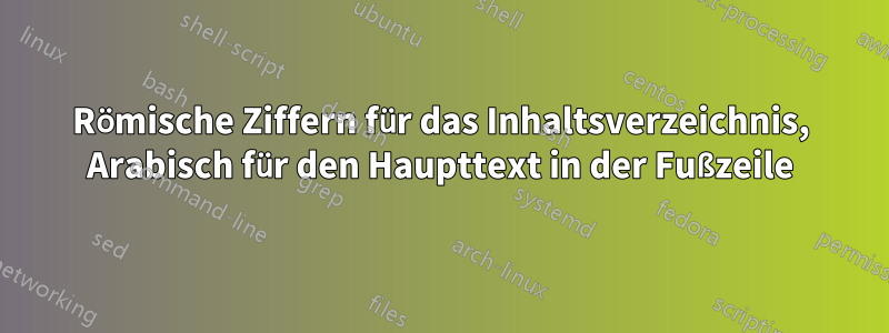 Römische Ziffern für das Inhaltsverzeichnis, Arabisch für den Haupttext in der Fußzeile