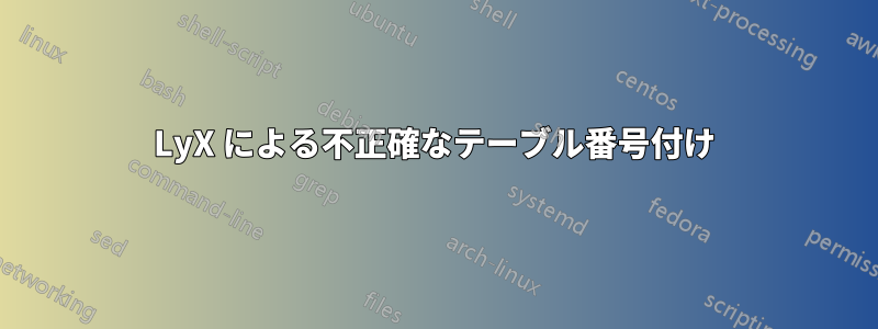 LyX による不正確なテーブル番号付け