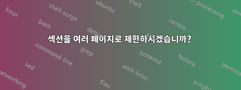 섹션을 여러 페이지로 제한하시겠습니까?