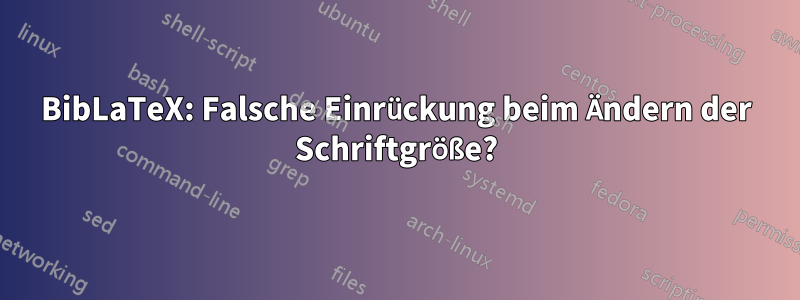 BibLaTeX: Falsche Einrückung beim Ändern der Schriftgröße?