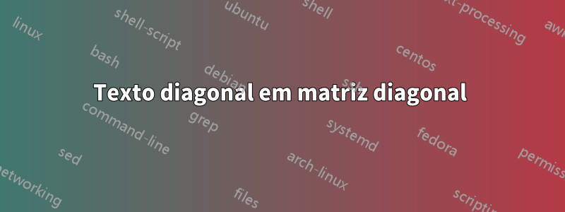 Texto diagonal em matriz diagonal