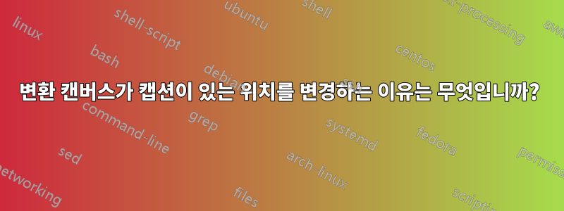 변환 캔버스가 캡션이 있는 위치를 변경하는 이유는 무엇입니까?