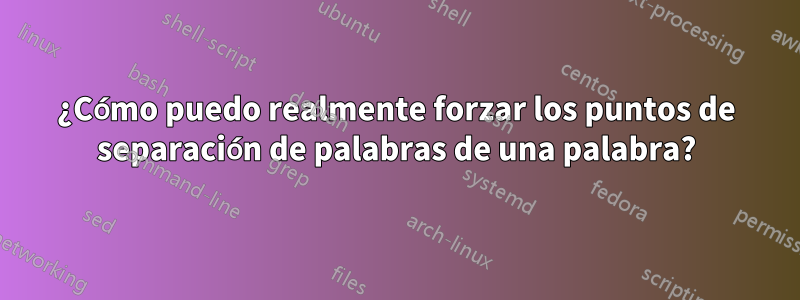 ¿Cómo puedo realmente forzar los puntos de separación de palabras de una palabra?