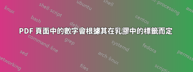 PDF 頁面中的數字會根據其在乳膠中的標籤而定