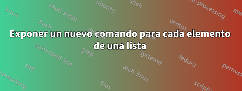 Exponer un nuevo comando para cada elemento de una lista