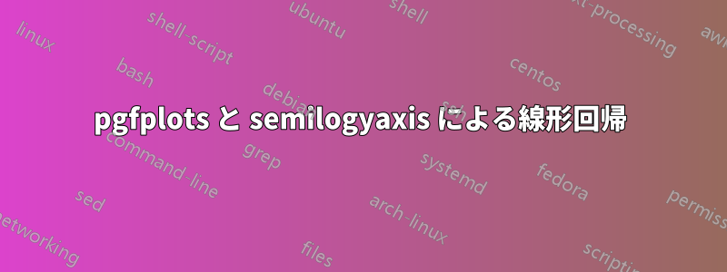 pgfplots と semilogyaxis による線形回帰