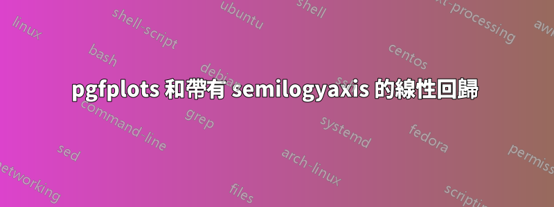 pgfplots 和帶有 semilogyaxis 的線性回歸