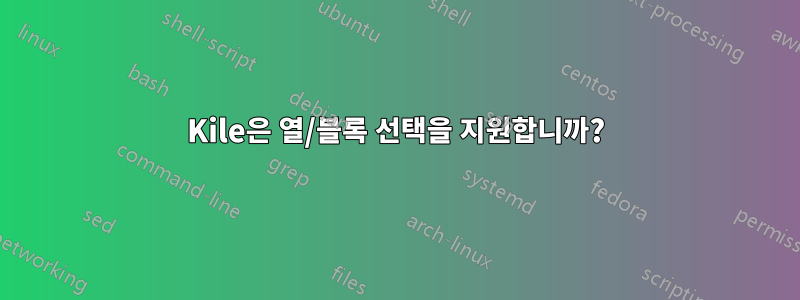 Kile은 열/블록 선택을 지원합니까?