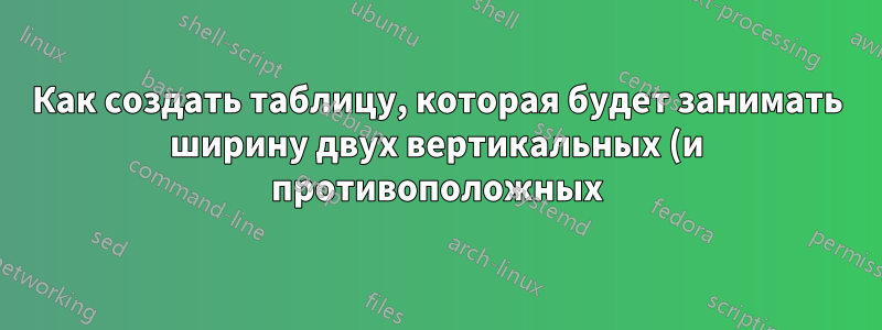 Как создать таблицу, которая будет занимать ширину двух вертикальных (и противоположных) страниц формата А4?