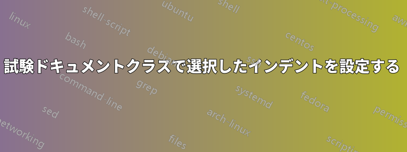 試験ドキュメントクラスで選択したインデントを設定する