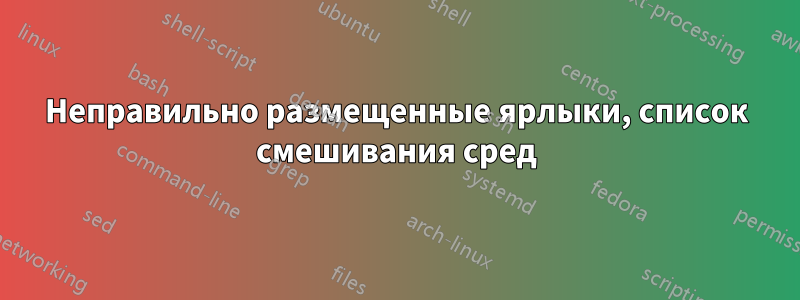 Неправильно размещенные ярлыки, список смешивания сред