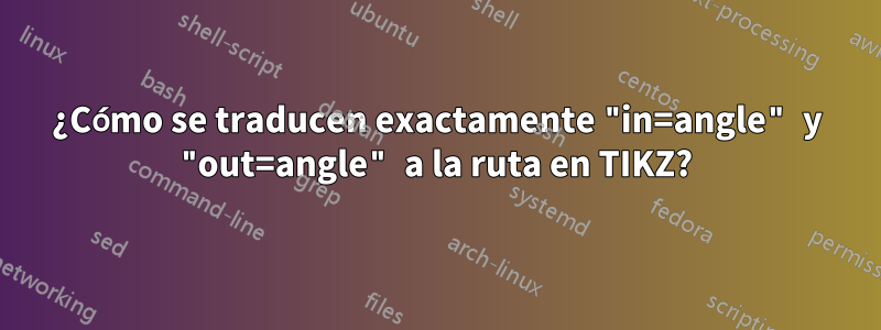 ¿Cómo se traducen exactamente "in=angle" y "out=angle" a la ruta en TIKZ?