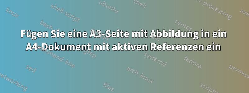 Fügen Sie eine A3-Seite mit Abbildung in ein A4-Dokument mit aktiven Referenzen ein