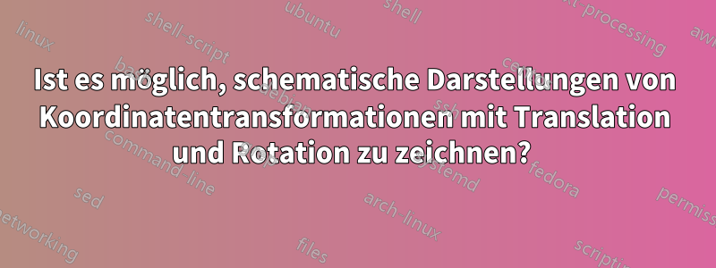 Ist es möglich, schematische Darstellungen von Koordinatentransformationen mit Translation und Rotation zu zeichnen? 