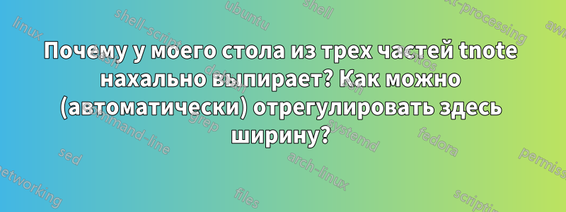 Почему у моего стола из трех частей tnote нахально выпирает? Как можно (автоматически) отрегулировать здесь ширину?