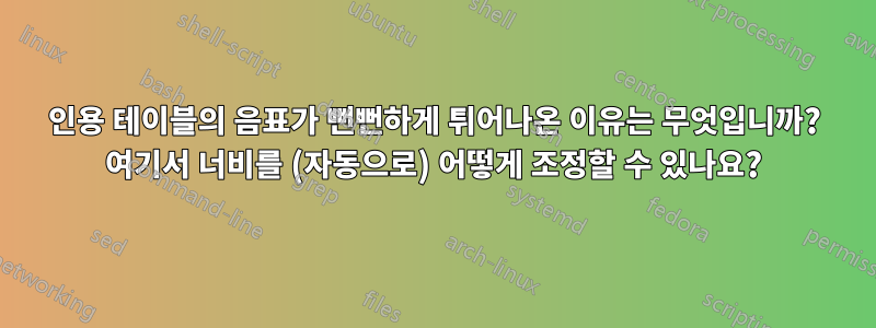 3인용 테이블의 음표가 뻔뻔하게 튀어나온 이유는 무엇입니까? 여기서 너비를 (자동으로) 어떻게 조정할 수 있나요?