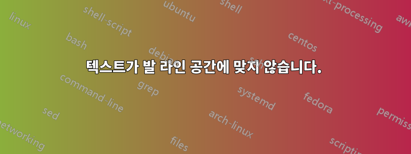 텍스트가 발 라인 공간에 맞지 않습니다.