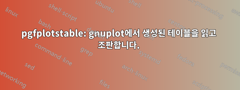 pgfplotstable: gnuplot에서 생성된 테이블을 읽고 조판합니다.