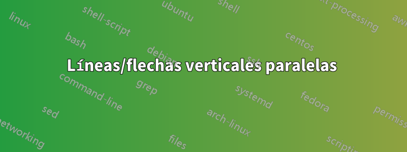 Líneas/flechas verticales paralelas
