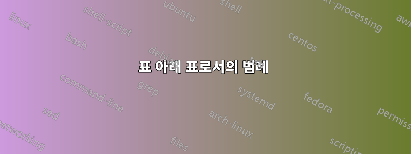 표 아래 표로서의 범례