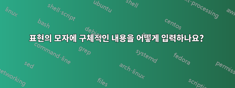 표현의 모자에 구체적인 내용을 어떻게 입력하나요?