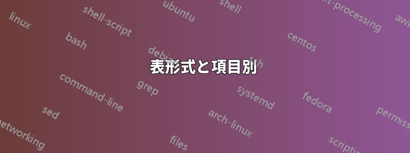 表形式と項目別