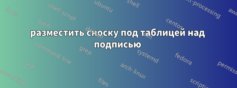 разместить сноску под таблицей над подписью
