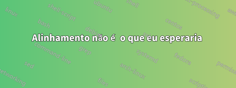 Alinhamento não é o que eu esperaria