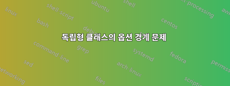 독립형 클래스의 옵션 경계 문제
