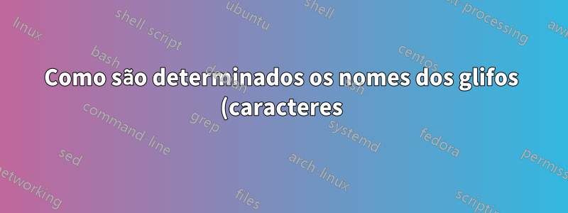 Como são determinados os nomes dos glifos (caracteres) nos arquivos PDF?