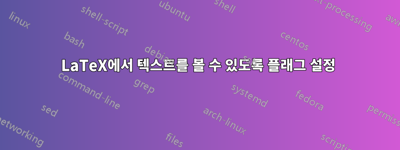 LaTeX에서 텍스트를 볼 수 있도록 플래그 설정
