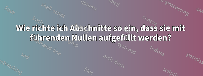 Wie richte ich Abschnitte so ein, dass sie mit führenden Nullen aufgefüllt werden?