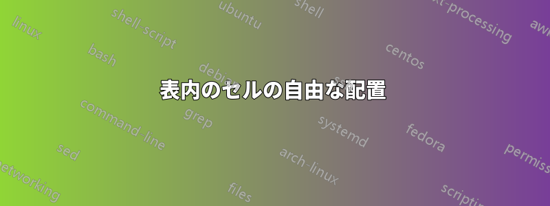 表内のセルの自由な配置