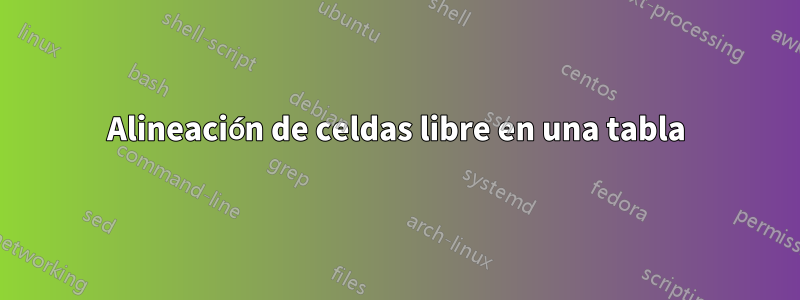 Alineación de celdas libre en una tabla