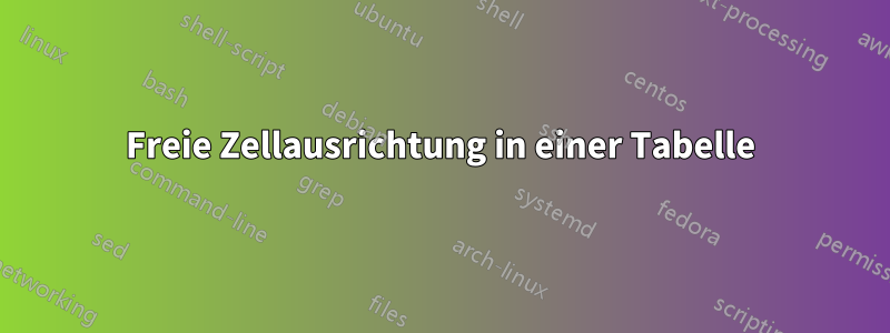 Freie Zellausrichtung in einer Tabelle