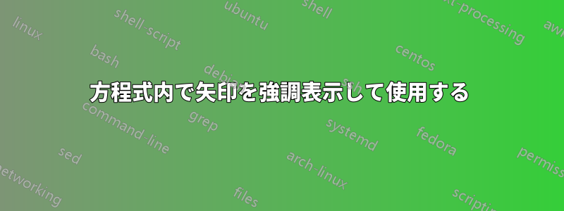 方程式内で矢印を強調表示して使用する