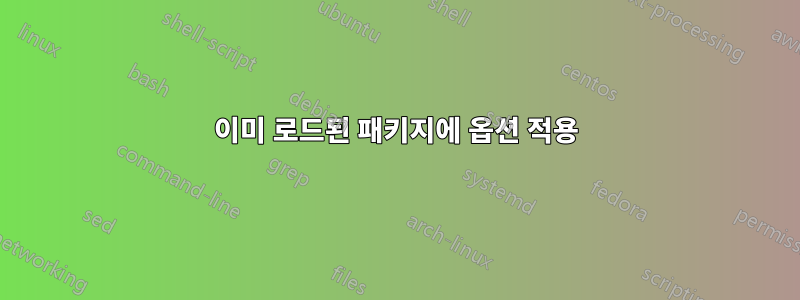 이미 로드된 패키지에 옵션 적용