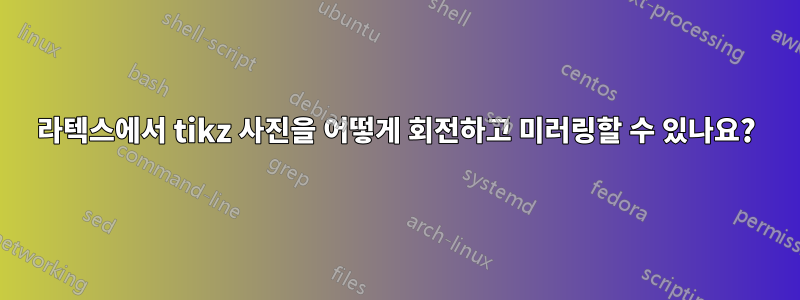 라텍스에서 tikz 사진을 어떻게 회전하고 미러링할 수 있나요?