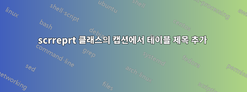 scrreprt 클래스의 캡션에서 테이블 제목 추가