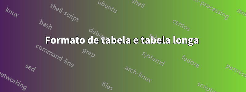 Formato de tabela e tabela longa