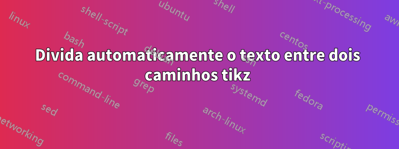 Divida automaticamente o texto entre dois caminhos tikz