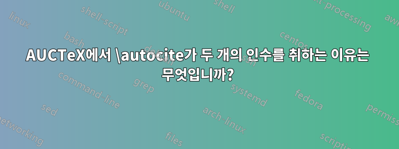 AUCTeX에서 \autocite가 두 개의 인수를 취하는 이유는 무엇입니까?