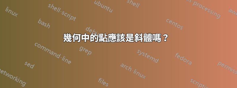 幾何中的點應該是斜體嗎？ 