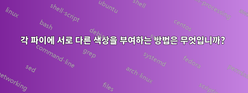 각 파이에 서로 다른 색상을 부여하는 방법은 무엇입니까?