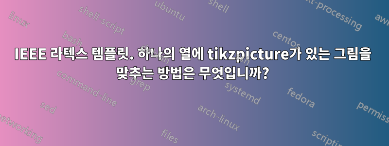 IEEE 라텍스 템플릿. 하나의 열에 tikzpicture가 있는 그림을 맞추는 방법은 무엇입니까?