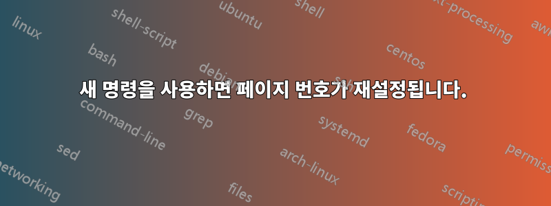 새 명령을 사용하면 페이지 번호가 재설정됩니다.