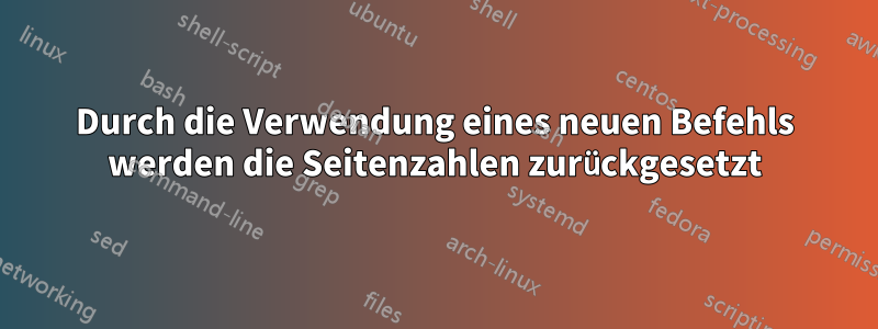 Durch die Verwendung eines neuen Befehls werden die Seitenzahlen zurückgesetzt