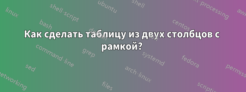 Как сделать таблицу из двух столбцов с рамкой?